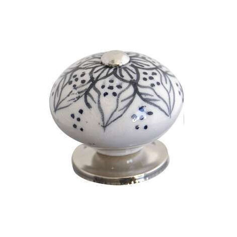 Bouton Meuble Céramique Noir Jasmin - B BEAUTY Diamètre 45mm