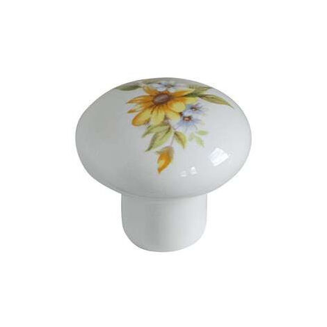 Bouton Meuble Classique Céramique Blanc Jaune - B BEAUTY
