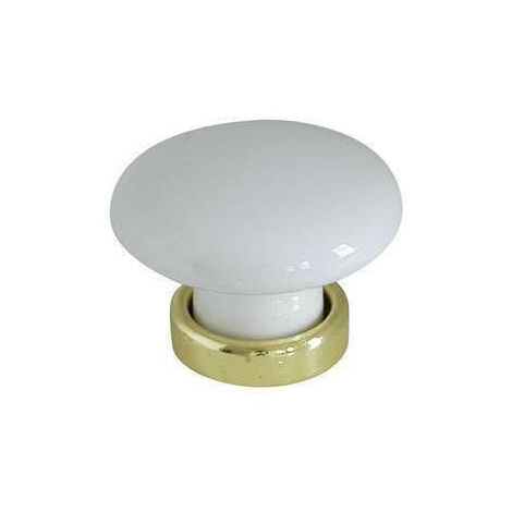 Bouton Meuble Classique Céramique Laiton Blanc Diamètre 37mm B BEAUTY