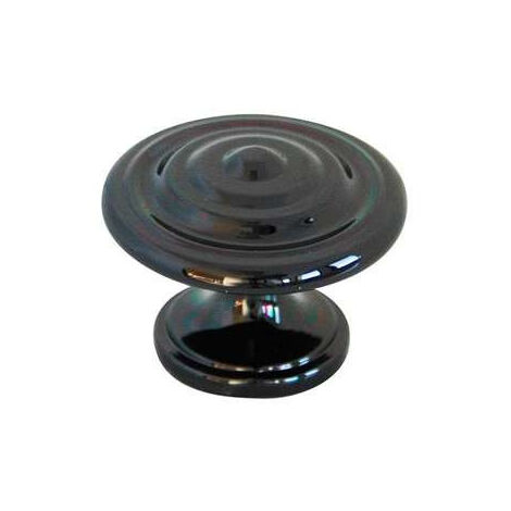 Bouton Meuble Classique Chromé Noir Diamètre 35mm