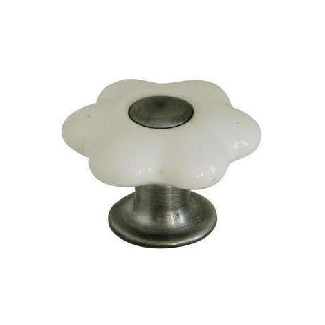 Bouton Meuble Classique Vieux Fer Céramique Blanc Diamètre 38mm - B BEAUTY