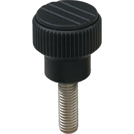 Bouton molete avec Filetage mâle M 6 x 30