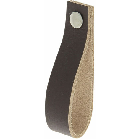 Bouton ou poignée tirette entraxe 128mm cuir finition marron foncé - CADAP - PB0528/25S