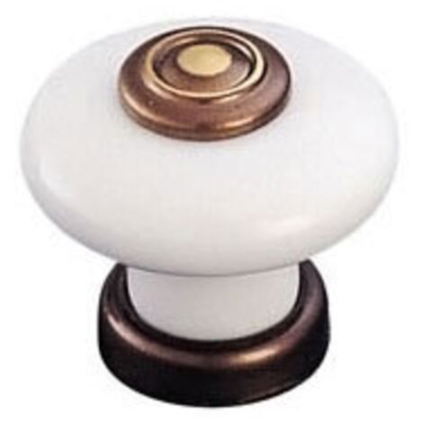 Bouton porcelaine - Diamètre : 30 mm - Décor : Blanc / Bronze - FOSUN