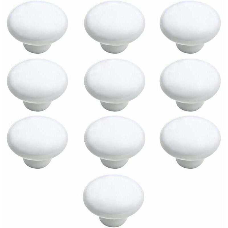 Bouton Porte 10 pcs 33mm Céramique Poignée Porte de Cuisine Armoire à Tiroirs Porte Boutons Blanc
