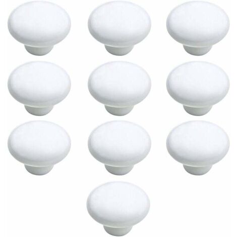 Bouton Porte 10 PCS Céramique Poignée Porte de Cuisine Armoire à Tiroirs Porte Boutons Blanc 33mm FDC