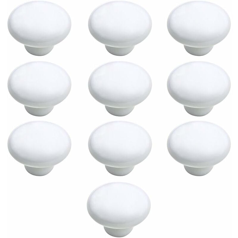 Fei Yu - Bouton Porte 10 pcs Céramique Poignée Porte de Cuisine Armoire à Tiroirs Porte Boutons Blanc 33mm