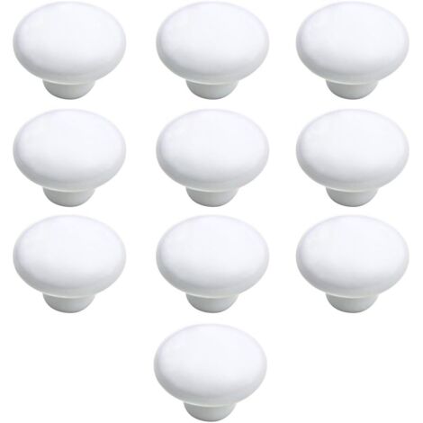 Bouton Porte 10 PCS Céramique Poignée Porte de Cuisine Armoire à Tiroirs Porte Boutons Blanc 33mm-Fei Yu