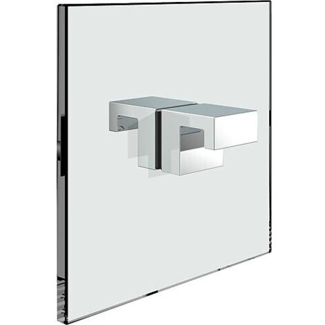 Bouton porte en verre, angle, bilatéral chromé brillant, trou verre 14 mm épaisseur 6-10 mm