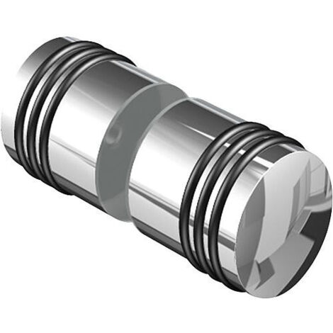 Bouton porte en verre bilatéral chromé brillant, trou verre diam. 14 mm, épaisseur verre 6-12 mm