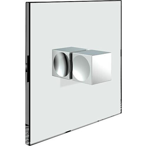 Bouton porte en verre d'angle, bilatéral chromé brillant, trou verre 14mm, épaisseur 6-10 mm
