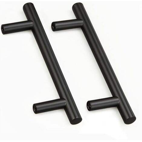 Bouton Porte Meuble - 2 pièces, Bouton Porte Meuble Inox Noir Entraxe 128mm + Vis - Pour Cuisine