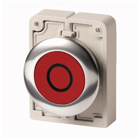 Bouton poussoir 30mm flush à accrochage rouge avec inscription EATON M30C-FDR-R-X0