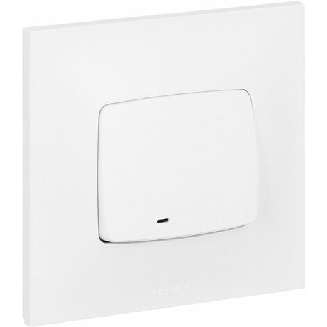 Bouton poussoir 6A avec voyant lumineux complet - Neptune - Blanc - Legrand