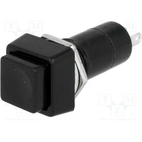 Bouton poussoir à pression carré Off-(on) noir Ps12bbk