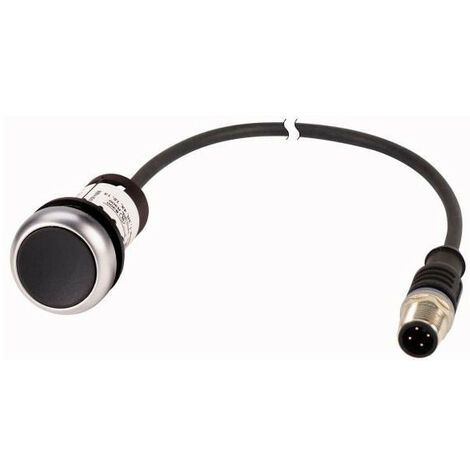 Bouton-poussoir affleurant à accrochage noir 1 contact à ouverture NC avec câble 0 5m et connect EATON C22-DR-S-K01-P3