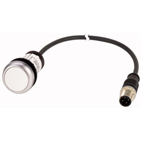 Bouton-poussoir affleurant à rappel blanc 1 contact à fermeture NO avec câble 0 5m et connecteur EATON C22-D-W-K10-P3
