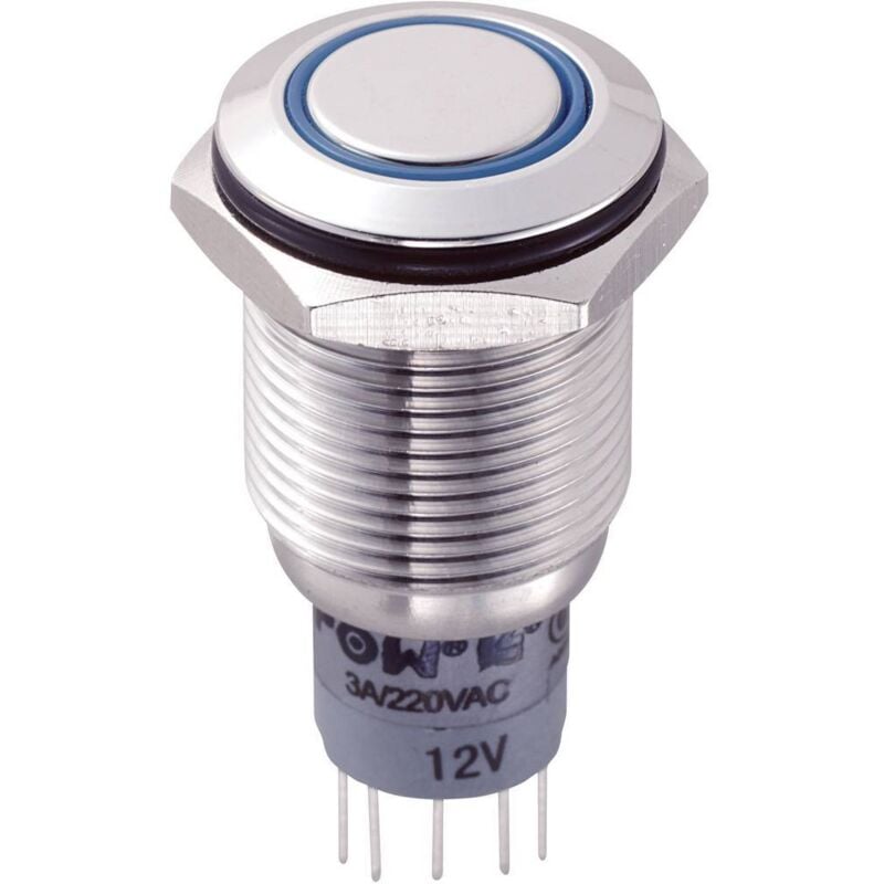 Tru Components - bouton-poussoir antivandalisme LAS2GQF-22E/B/12V/S/P 701958 250 v/ac 3 a 2 x on/(on) à rappel 1 pc(s)