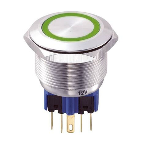 Bouton-poussoir antivandalisme TRU COMPONENTS GQ25-11E/G/12V 701946 250 V/AC 5 A 1 x On/(On) IP65 à rappel 1 pc(s) D79018