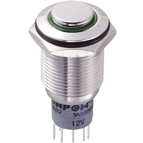 BOUTON-POUSSOIR ANTIVANDALISME TRU COMPONENTS LAS2GQH-22E/G/12V/S/P 701795 250 V/AC 3 A 2 X ON/(ON) IP65 À RAPPEL 1 PC(S)