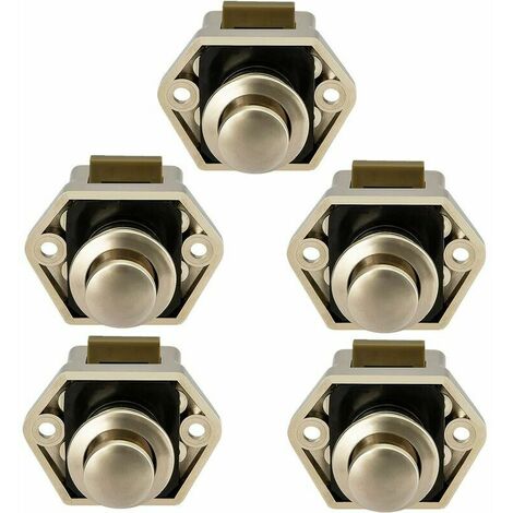 Bouton Poussoir Camping Car - Loquet Serrure Bouton Fermeture Porte Placard pour RV Caravane de Moteur 5 pièces (Nickel)