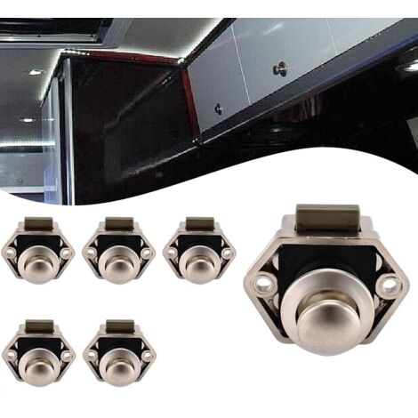 Bouton Poussoir Camping Car - Loquet Serrure Bouton Fermeture Porte Placard pour RV Caravane de Moteur 5 pièces (Nickel)