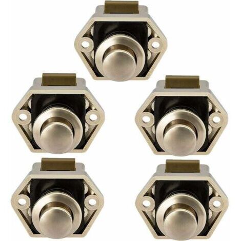 Bouton Poussoir Camping Car - Loquet Serrure Bouton Fermeture Porte Placard pour RV Caravane de Moteur 5 pièces (Nickel)