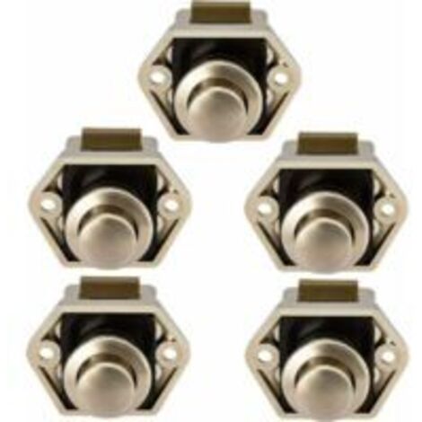 Bouton Poussoir Camping Car - Loquet Serrure Bouton Fermeture Porte Placard pour RV Caravane de Moteur 5 pièces (Nickel)