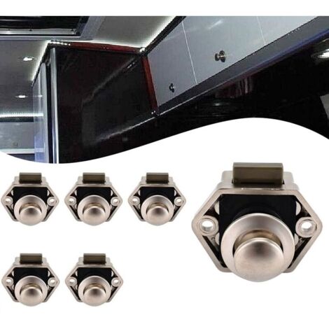 Bouton Poussoir Camping Car - Loquet Serrure Bouton Fermeture Porte Placard pour RV Caravane de Moteur 5 pièces (Nickel)