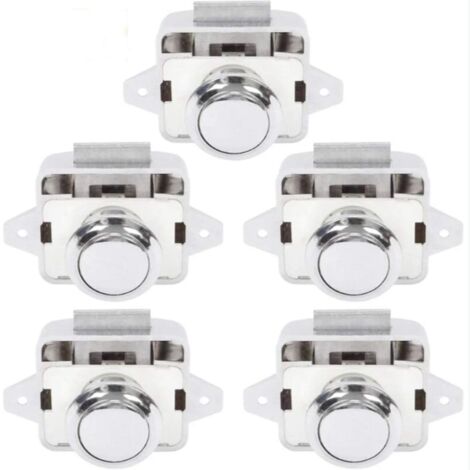 Bouton Poussoir Camping Car - Serrure Loquet Porte Fermeture Placard Bouton pour RV caravane de moteur 5 pièces Argent