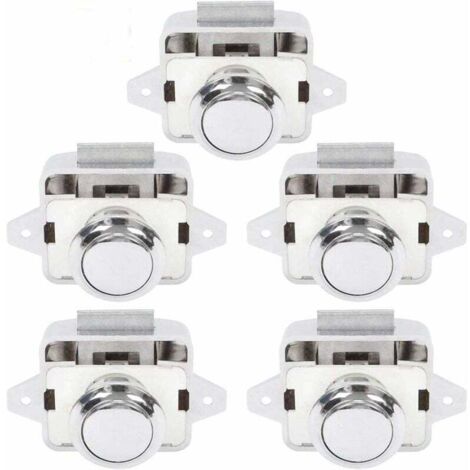 Bouton Poussoir Camping Car - Serrure Loquet Porte Fermeture Placard Bouton pour RV caravane de moteur 5 pièces Argent--