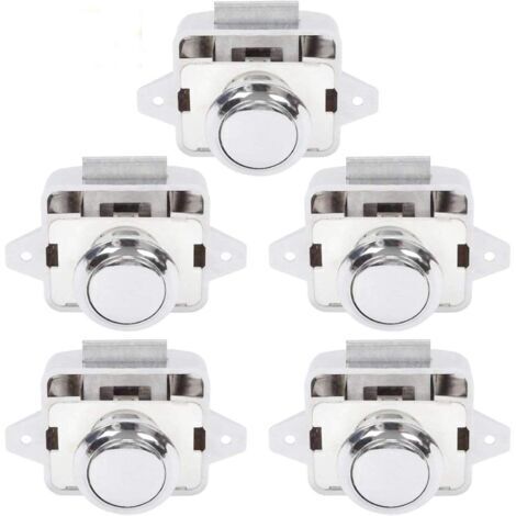 Bouton Poussoir Camping Car - Serrure Loquet Porte Fermeture Placard Bouton pour RV caravane de moteur 5 pièces Argent
