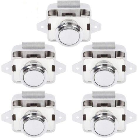 Bouton Poussoir Camping Car - Serrure Loquet Porte Fermeture Placard Bouton pour RV caravane de moteur 5 pièces Argent