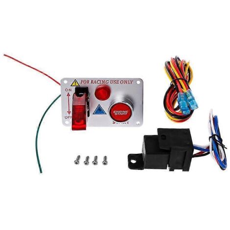 Bouton-poussoir de démarrage moteur 12 V pour voiture de course, panneau de commande avec LED rouge.