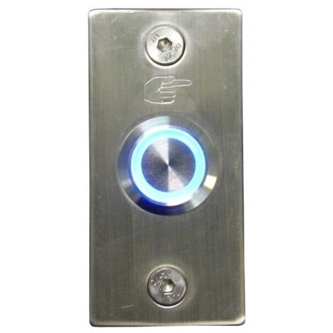 Bouton Poussoir - Inox - Encastrable - Lumineux Bleu - 8 A - Monophasé