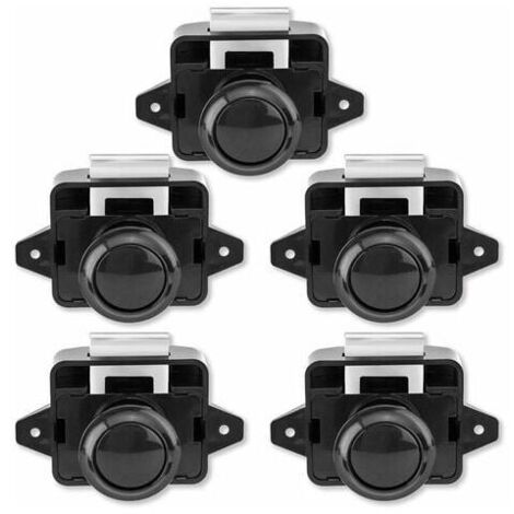 Bouton poussoir Loquet - sans clé Serrure de meuble Fermoir Bouton de porte de placard pour RV caravane de moteur 5 pièces Noir