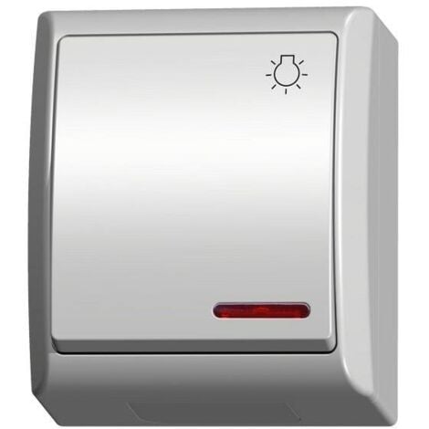 Bouton-poussoir « lumière » avec rétro-éclairage orange en saillie étanche IP44 blanc Ospel Fala