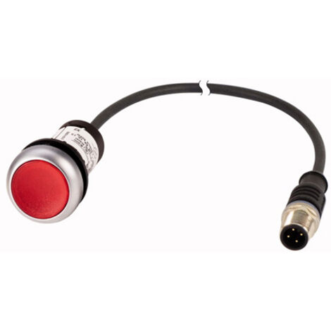 Bouton-poussoir lumin à accroch rouge 24 V 1NC câble 0,5m + connecteur M12A 000181630 EATON C22-DRL-R-K01-24-P3