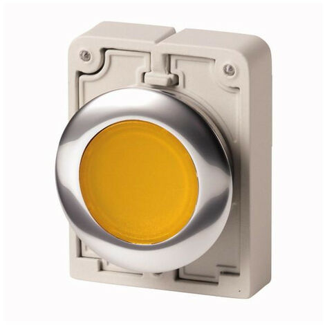 Bouton poussoir lumineux 30mm flush a rappel blanc sans inscription EATON M30C-FDL-Y