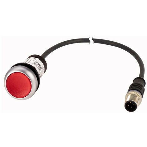 Bouton-poussoir lumineux à accrochage rouge 24 V 1 contact à ouverture NC avec câble 1m et conn EATON C22-DRL-R-K01-24-P5