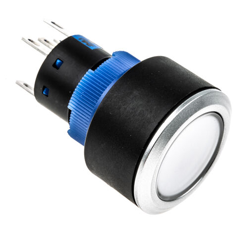 Bouton-poussoir lumineux, LED Bleu, Unipolaire à deux directions (1RT), 3 A, 5 A, Transparent, Montage panneau ( Prix pour Paquet de 1 )
