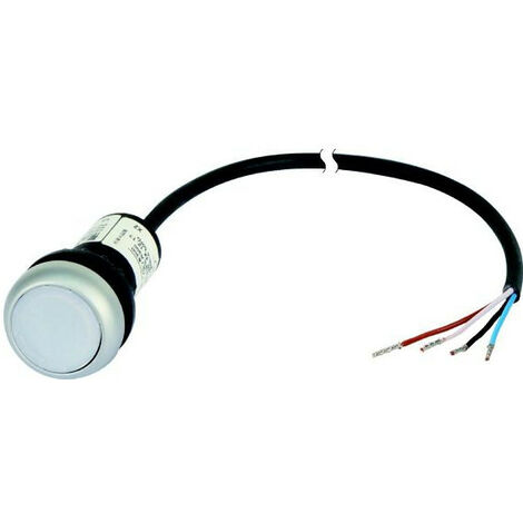 Bouton-poussoir lumineux RMQ Compact blanc plat à accrochage 1o/0f extrémité ouverte câble no EATON C22-DRL-W-K10-24-P65