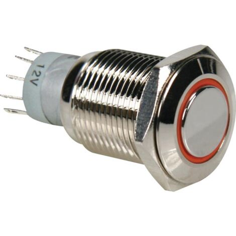 BOUTON-POUSSOIR MÉTALLIQUE ROND SPDT 1NO 1NC - ANNEAU ORANGE SWITCHES R1600O