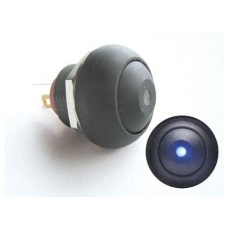 Bouton-poussoir Miniature Unipolaire à Led Bleue Off-(on)