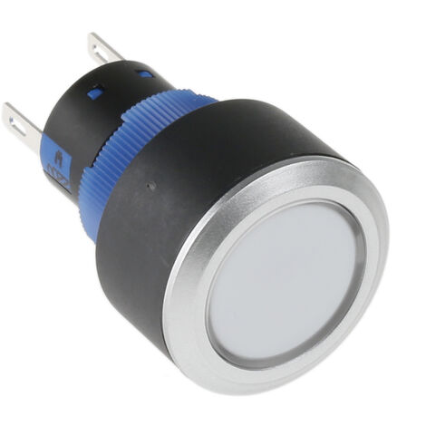 Bouton-poussoir, Momentané lumineux, LED Blanc, Unipolaire à deux directions (1RT), 3 A, 5 A, Transparent, Montage ( Prix pour Paquet de 1 )