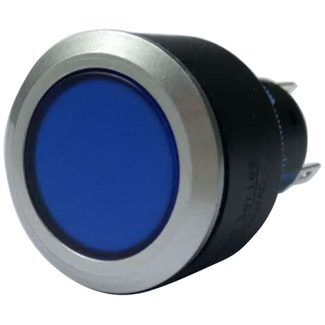 Bouton-poussoir, Momentané lumineux, LED Bleu, Unipolaire à deux directions (1RT), 3 A, 5 A, Bleu, Montage panneau ( Prix pour Paquet de 1 )