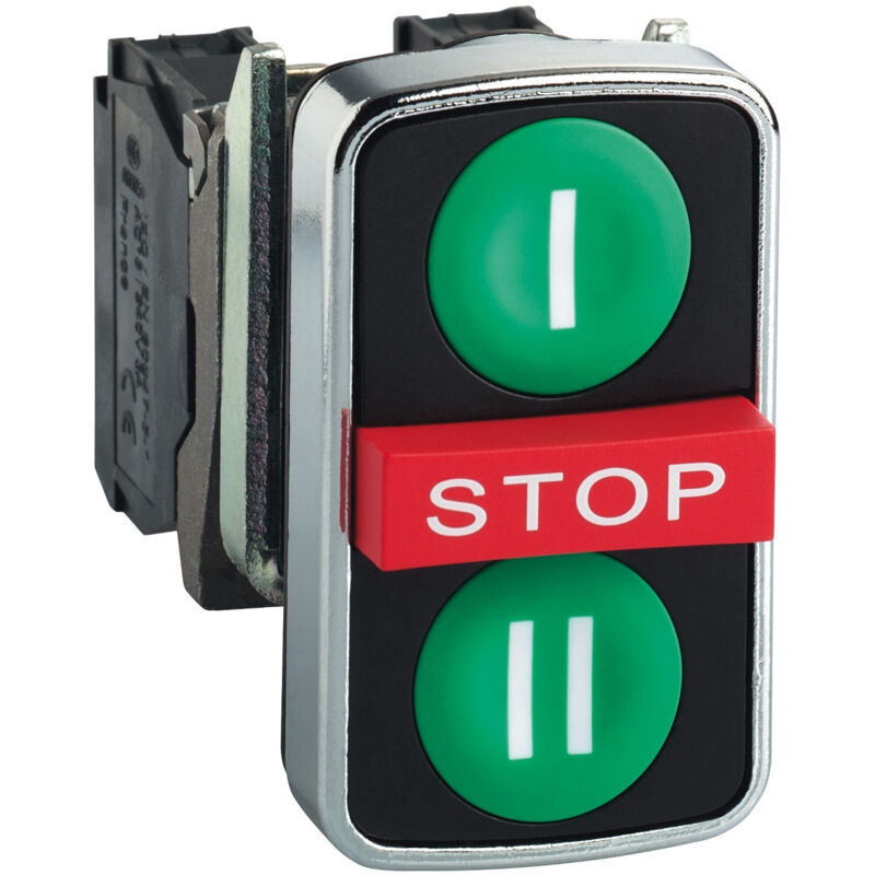 Schneider Electric - Xb4ba731327 Schneider - Bouton 3 Touches Complet: Vert/vert/rouge - 2no+1nf Harmony Xb4