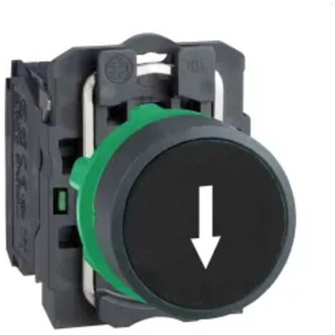 bouton-poussoir noir d=22 retour à ressort encastré noir flèche bas 1no - schneider electric xb5aa3351