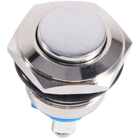 Bouton poussoir ON OFF en métal 12V 16mm, étanche, pour voiture, pour klaxon Silver