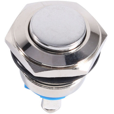 Bouton poussoir ON OFF en métal 12V 16mm, étanche, pour voiture, pour klaxon Silver